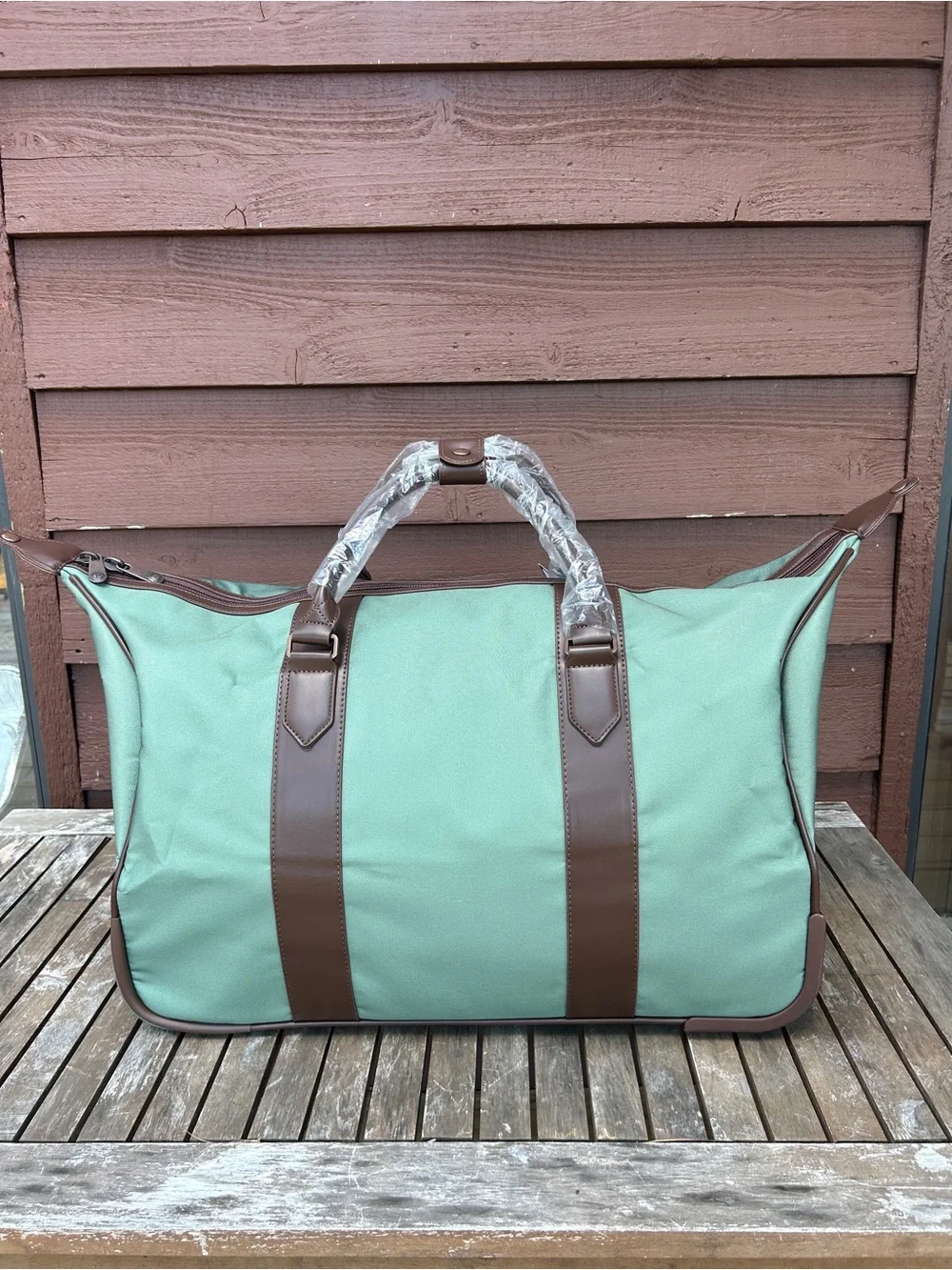 Pendleton Sage Green and Brown Patterned Roller Weekender Duffel